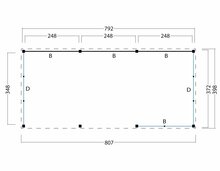 Overkapping Goteborg met zadeldak, type 2 - 813 x 399 cm - Zwart gespoten
