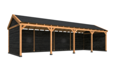 Overkapping Goteborg met zadeldak, type 3 - 1079 x 399 cm - Zwart gespoten