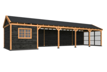 Overkapping Goteborg met zadeldak, type 4 - 1345 x 399 cm - Zwart gespoten