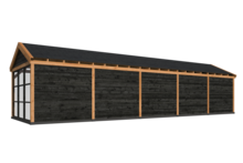 Overkapping Goteborg met zadeldak, type 4 - 1345 x 399 cm - Zwart gespoten