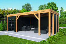 Overkapping Vriezenveen Douglas 750 x 355 cm - Zwart gespoten  