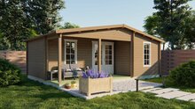 Blokhut Ollie 731 x 498 x 283 cm Wanddikte 70 mm - Prefab Woning Tuinhuis