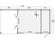 Blokhut Sibella met Overkapping 850 x 420 cm - Tuinhuis