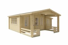 Blokhut Manchester 594 x 440 x 263 cm + Luifel 223 cm Wanddikte 58 mm - Tuinhuis