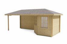 Blokhut Niklas met overkapping 575 x 250 x 259 cm - Tuinhuis