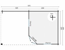Blokhut Niklas met overkapping 575 x 250 x 259 cm - Tuinhuis