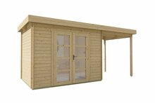 Blokhut Middelmodern 300 x 200 x 230 cm met zijluifel 200 cm - Tuinhuis