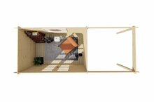 Blokhut Middelmodern 300 x 200 x 230 cm met zijluifel 200 cm - Tuinhuis