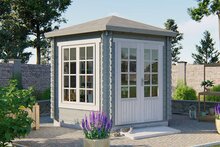 Blokhut Nora 354 x 316 cm Prieel zeskantig - Tuinhuisje