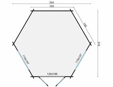 Blokhut Nora 354 x 316 cm Prieel zeskantig - Tuinhuisje