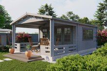 Blokhut Leeds 440 x 440 + Voorluifel 290 cm - Tuinhuis
