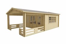 Blokhut Leeds 440 x 440 + Voorluifel 290 cm - Tuinhuis