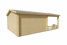 Blokhut Leeds 440 x 440 + Voorluifel 290 cm - Tuinhuis