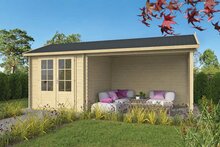 Blokhut Ove met zijluifel 590 x 300 x 276 cm - Tuinhuis