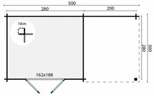 Blokhut Dora met overkapping 500 x 300 x 217 cm Ge&iuml;mpregneerd - Tuinhuis