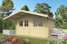 Blokhut Stian 400 x 400 x 250 cm + Luifel 140 cm - Tuinhuis