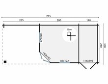 Blokhut Olson met overkapping 705 x 300 x 292 cm - Tuinhuis