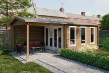 Blokhut Skeg met overkapping 720 x 340 x 243 cm - Tuinhuis