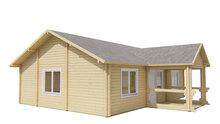 Blokhut Finn 1040 x 740+238 x 365 cm - Prefab Houten Woning - Luxe Chalet