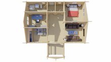 Blokhut Finn 1040 x 740+238 x 365 cm - Prefab Houten Woning - Luxe Chalet