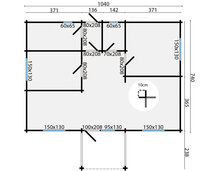 Blokhut Finn 1040 x 740+238 x 365 cm - Prefab Houten Woning - Luxe Chalet