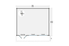Blokhut Tova 595 x 500 cm + luifel 75 cm - Tuinhuis