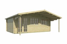 Blokhut Ginella 595x400 cm + luifel 200 cm - Tuinhuis