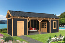 Overkapping Zadeldak Hamar L , Type 12  - 903 x 395 x 348 cm - Blanke wanden