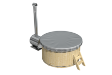 Hottub / Spa vurenhout ø200xH105cm met externe aluminium kachel