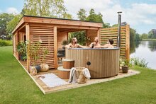 Deluxe XL Hottub Thermowood met externe RVS kachel - Spa 226cm