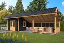 Kapschuur Bergen XL, type 8 - 980 x 418 cm - Zwart gespoten Douglas