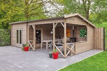 Blokhut Mokka 900 x 400 x 279 cm - Kapschuur Tuinhuis met overkapping