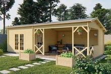 Blokhut Mokka 900 x 400 x 279 cm - Kapschuur Tuinhuis met overkapping