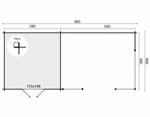 Blokhut Mokka 900 x 400 x 279 cm - Kapschuur Tuinhuis met overkapping