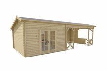 Blokhut Mokka 900 x 400 x 279 cm - Kapschuur Tuinhuis met overkapping