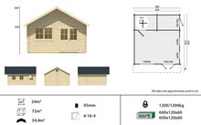 Blokhut Berlin 490 x 530 x 344 cm Wanddikte 44 mm