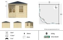 Blokhut Asmund 300 x 300 cm 5 hoekig tuinhuis Wanddikte 28 mm