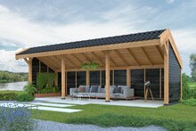 Kapschuur Boekelo Douglas 900 x 340 cm - Zwarte wanden