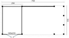 Overkapping Vriezenveen Douglas 750 x 355 cm - Zwart gespoten  