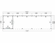 Overkapping Goteborg met zadeldak, type 4 - 1345 x 399 cm - Red Class Wood 