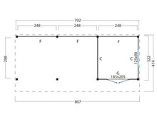 Kapschuur Malmo, type 2 - 813 x 414 cm - Zwart gespoten
