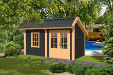 Kapschuur Bergen L, type 4 - 465 x 318 cm - Zwart gespoten Douglas