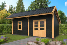 Kapschuur Bergen XL, type 4 - 675 x 418 cm - Zwart gespoten Douglas