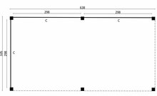 Overkapping Stavanger L, type 2 - 638 x 326 cm - Zwart gespoten Douglas