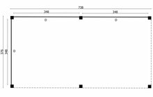 Overkapping Stavanger XL, type 2 - 730 x 372 cm - Zwart gespoten Douglas