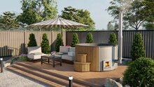 Luxe Hottub Thermowood met externe RVS kachel - Spa 200cm