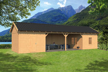 Overkapping Zadeldak Hamar XL , Type 12  - 1303 x 445 x 360 cm - Blanke wanden