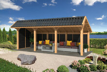 Kapschuur Bergen L, type 6 - 678 x 318 cm - Zwart gespoten Douglas