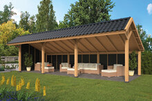 Kapschuur Bergen XL, type 6 - 980 x 418 cm - Zwart gespoten Douglas