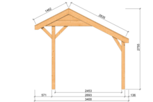 Kapschuur Economy basispakket Red Class Wood 400 x 300 cm